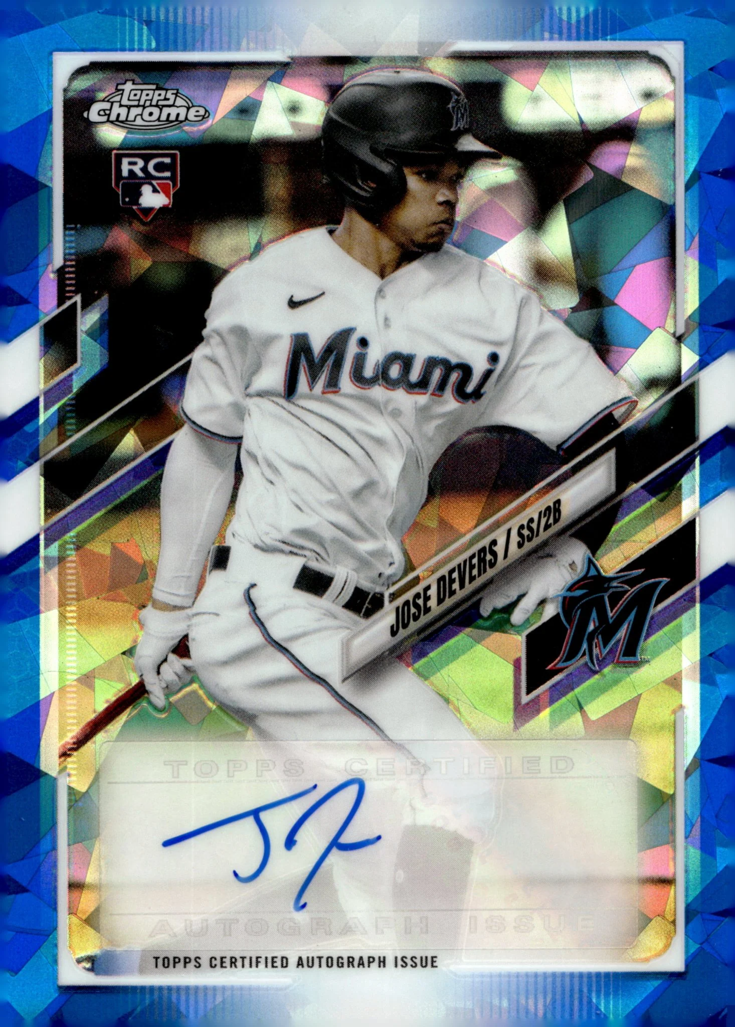 Jose Devers 2021 Topps Chrome Blue Cracked Ice Refractor RC Auto #RA-JDE
