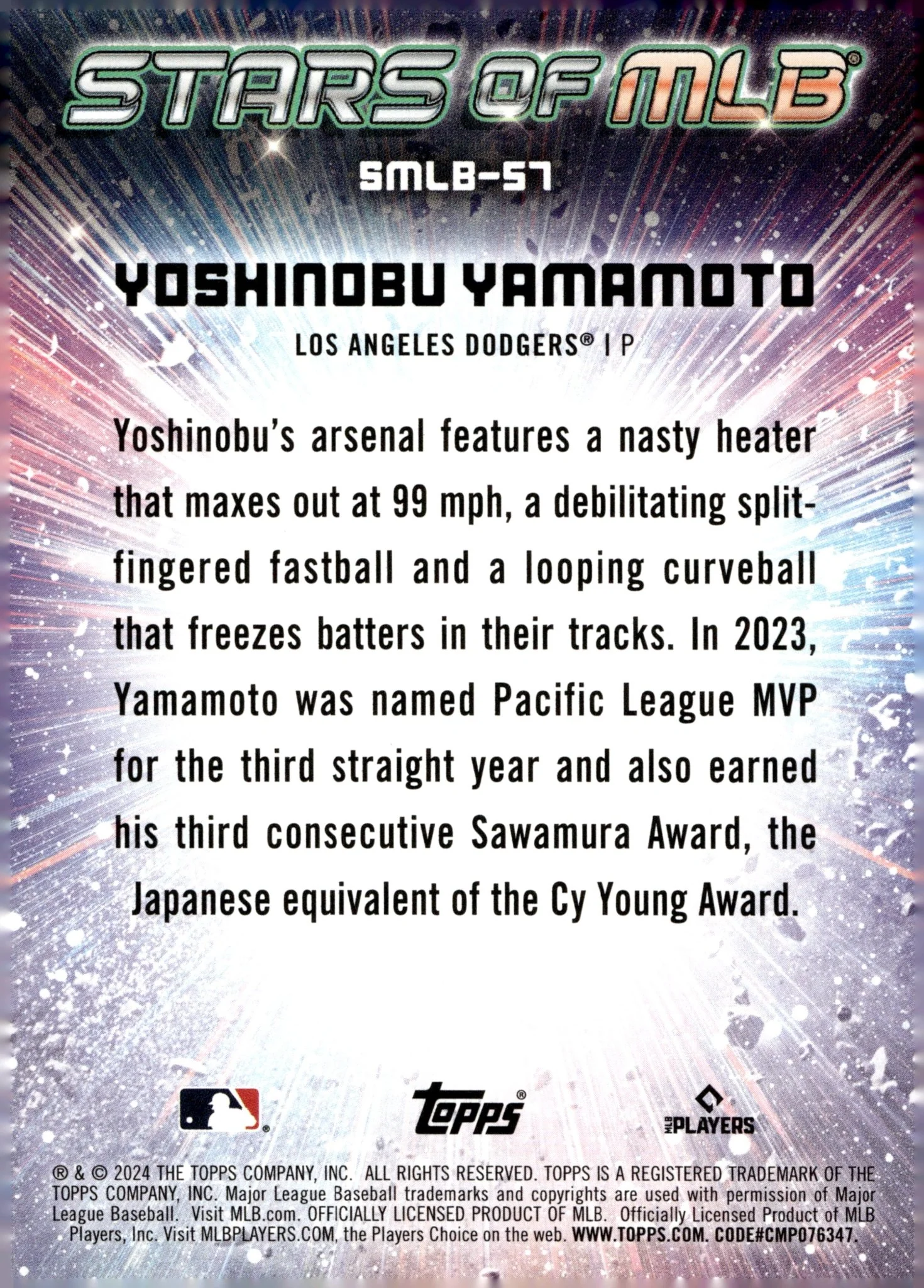 Yoshinobu Yamamoto 2024 Topps Stars of MLB #SMLB-57
