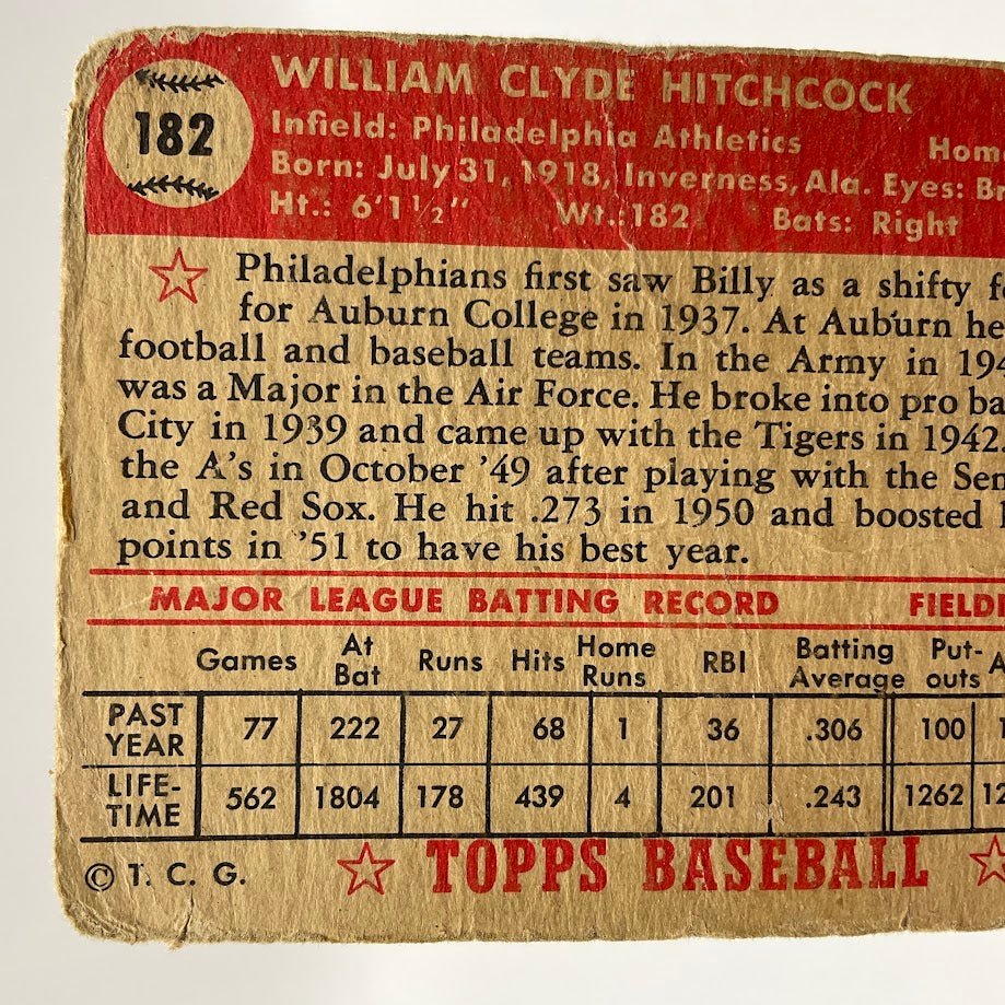 489-billy-hitchcock-1952-topps-182-philadelphia-athletics-pr-6.jpg Billy Hitchcock 1952 Topps #182 Philadelphia Athletics PR