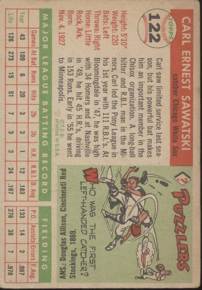 Carl Sawatski 1955 Topps #122 Chicago White Sox EX
