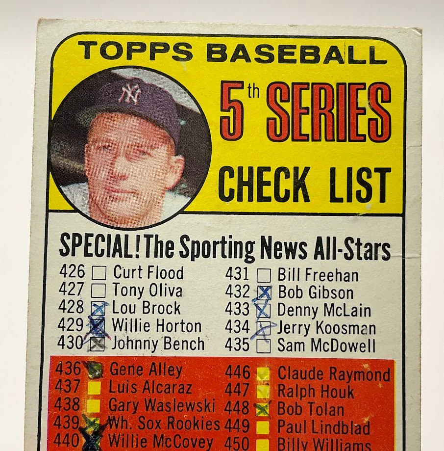Checklist 1969 Mickey Mantle Topps Baseball 5th Series (426-512) #412 VG #2