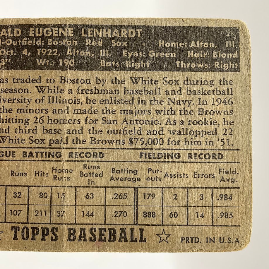 Don Lenhardt 1952 Topps #4 Boston Red Sox PR
