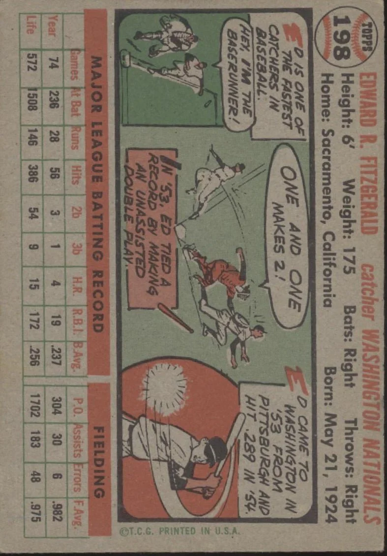Ed Fitzgerald 1956 Topps #198 Washington Senators EX