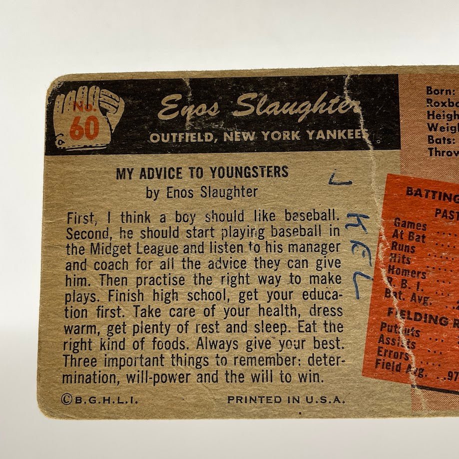 Enos Slaughter 1955 Bowman #60 New York Yankees PR