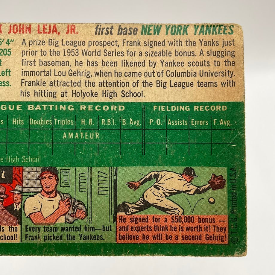Frank Leja 1954 Topps #175 New York Yankees GD #2