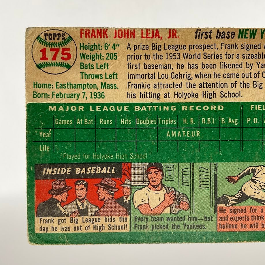 Frank Leja 1954 Topps #175 New York Yankees GD #2