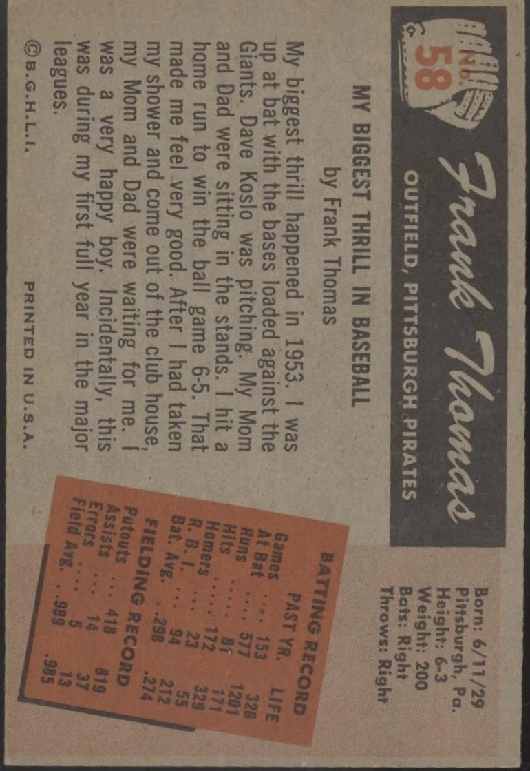 564-frank-thomas-1955-bowman-58-pittsburgh-pirates-vg-2.webp Frank Thomas 1955 Bowman #58 Pittsburgh Pirates VG