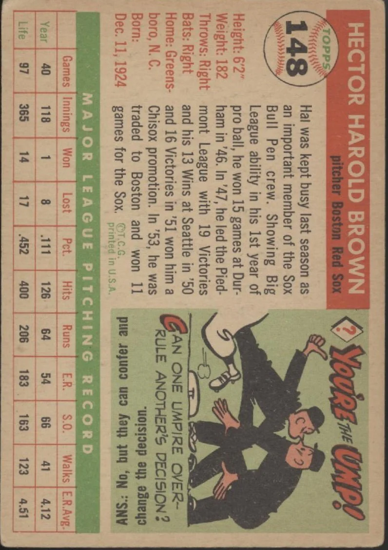 Hal Brown 1955 Topps #148 Boston Red Sox VG #2