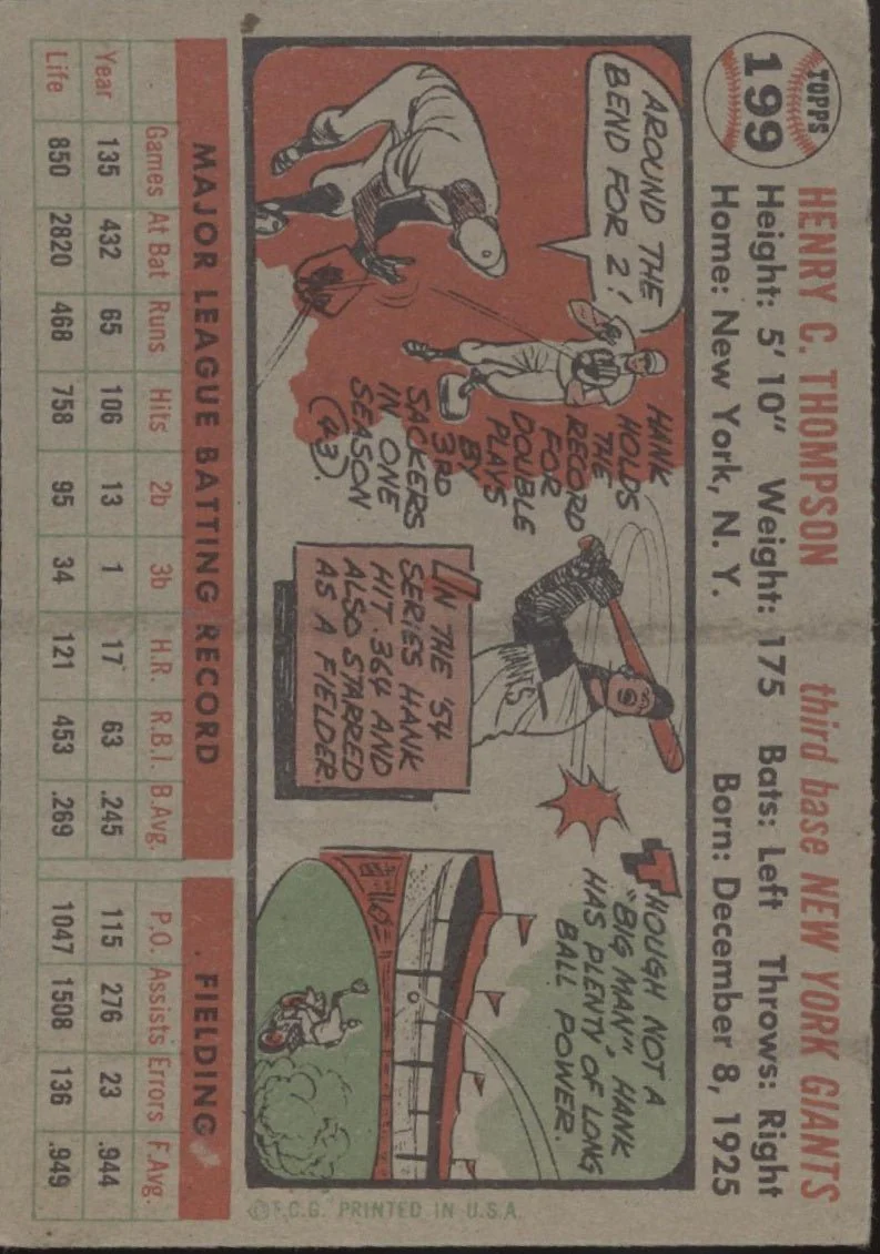 Hank Thompson 1956 Topps #199 New York Giants VG