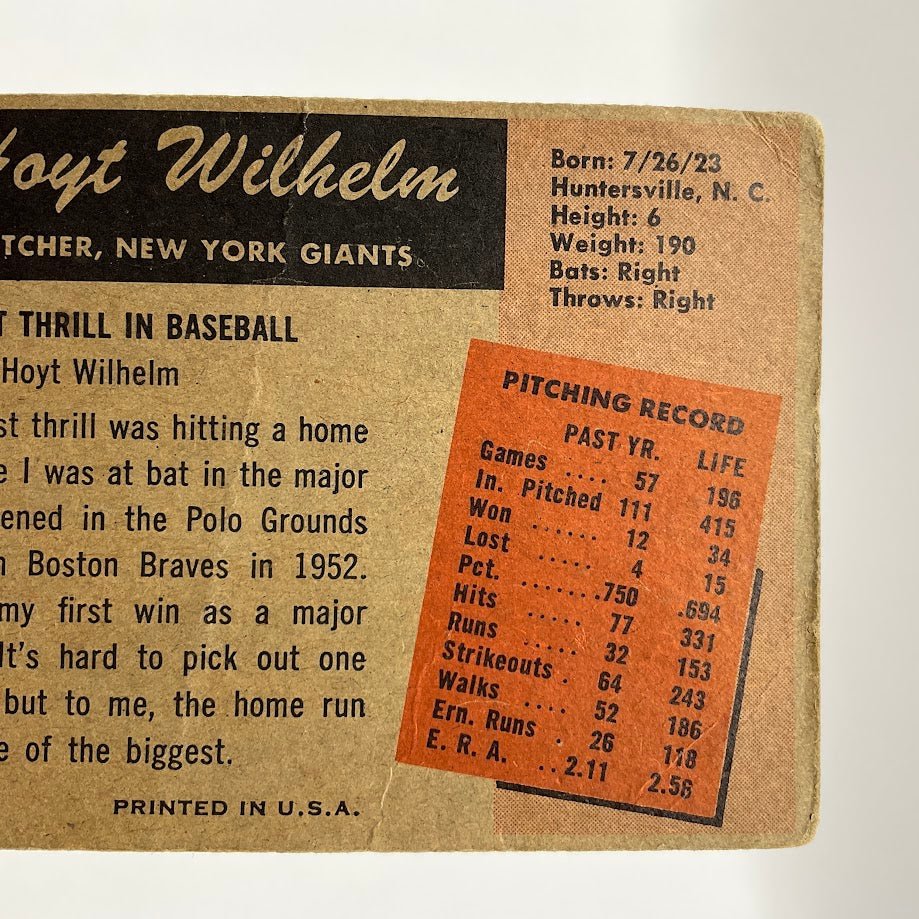 Hoyt Wilhelm 1955 Bowman #1 New York Giants PR