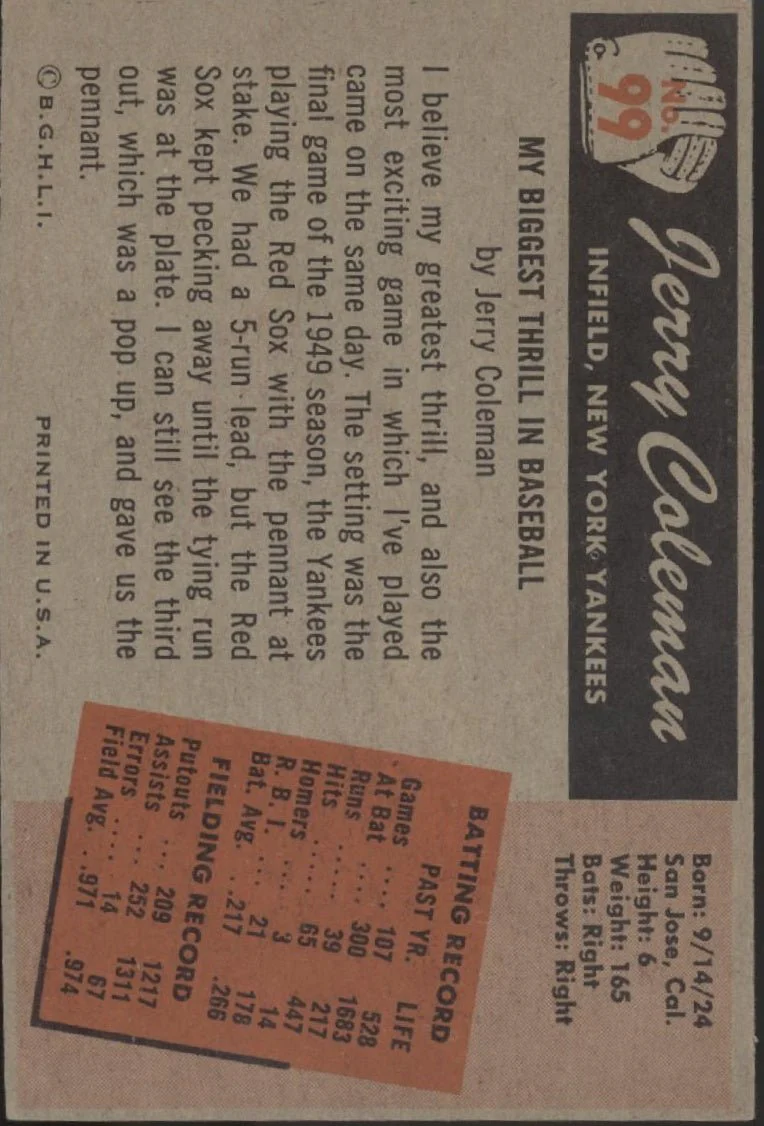 593-jerry-coleman-1955-bowman-99-new-york-yankees-vg-ex-1-2.webp Jerry Coleman 1955 Bowman #99 New York Yankees VG-EX #1