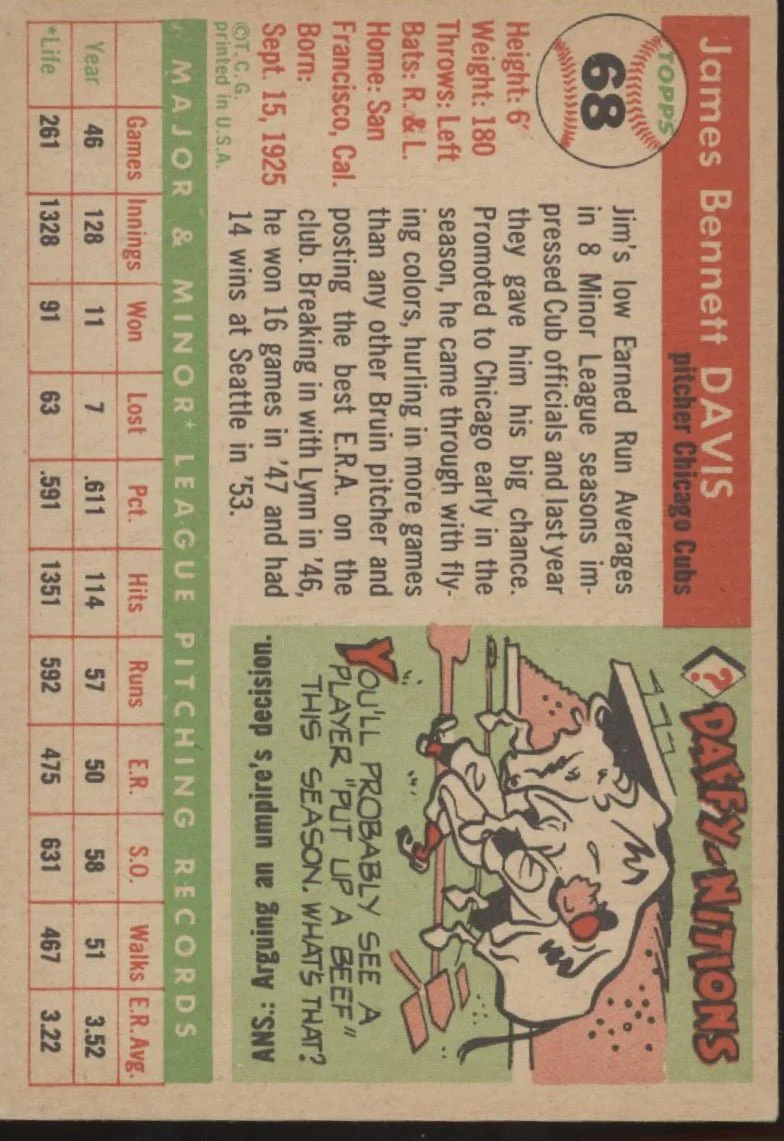 Jim Davis 1955 Topps #68 Chicago Cubs VG-EX #2