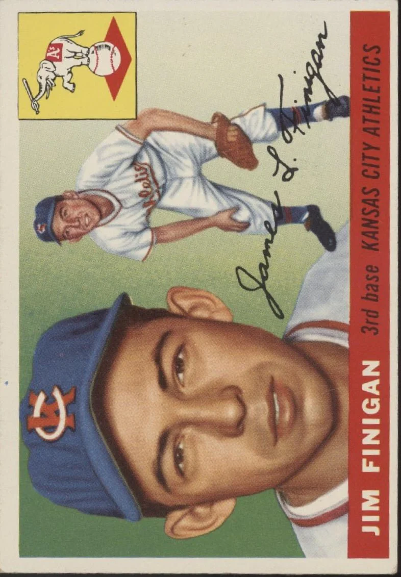 601-jim-finigan-1955-topps-rc-14-kansas-city-athletics-ex-1.webp Jim Finigan 1955 Topps RC #14 Kansas City Athletics EX