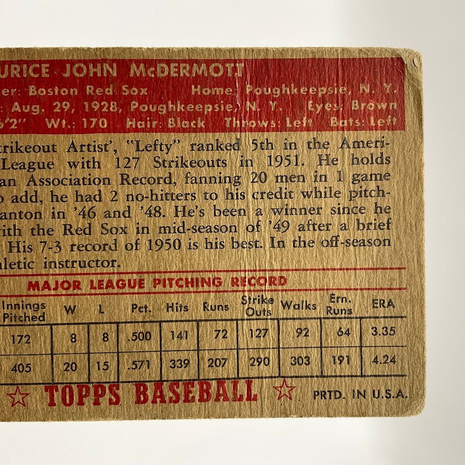 Maurice McDermott 1952 Topps #119 Boston Red Sox GD