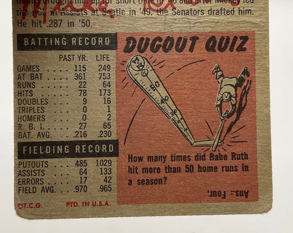 Mickey Grasso 1953 Topps #148 Washington Senators GD