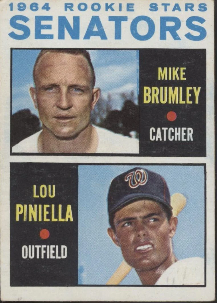 Mike Brumley / Lou Piniella 1964 Topps Senators Rookie Stars RC #167 VG #9