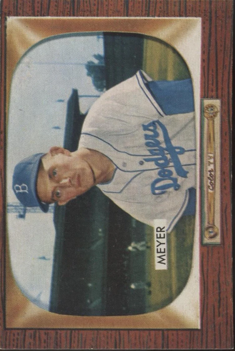 Russ Meyer 1955 Bowman #196 Brooklyn Dodgers EX #1