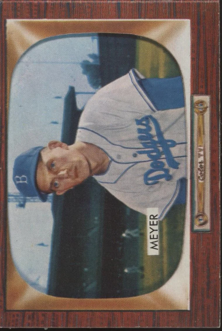 Russ Meyer 1955 Bowman #196 Brooklyn Dodgers EX #2