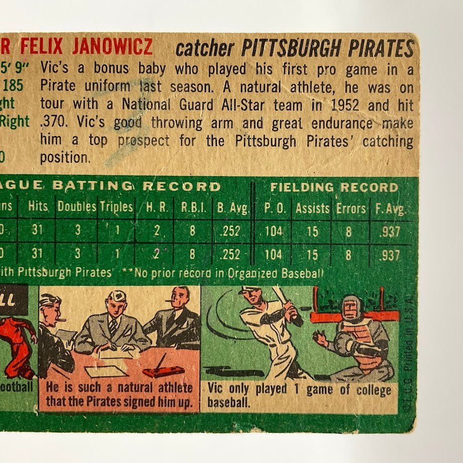 Vic Janowicz 1954 Topps #16 Pittsburgh Pirates GD