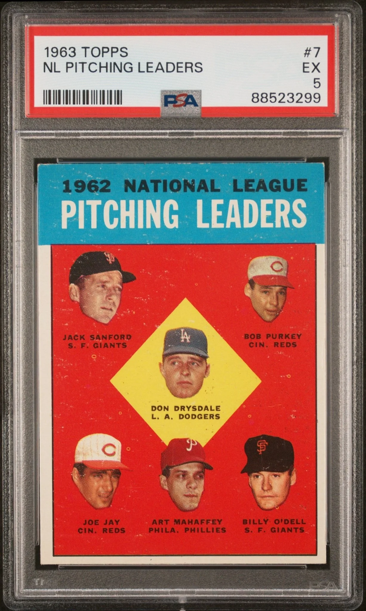 National League Pitching Leaders 1963 Topps #7 PSA 5