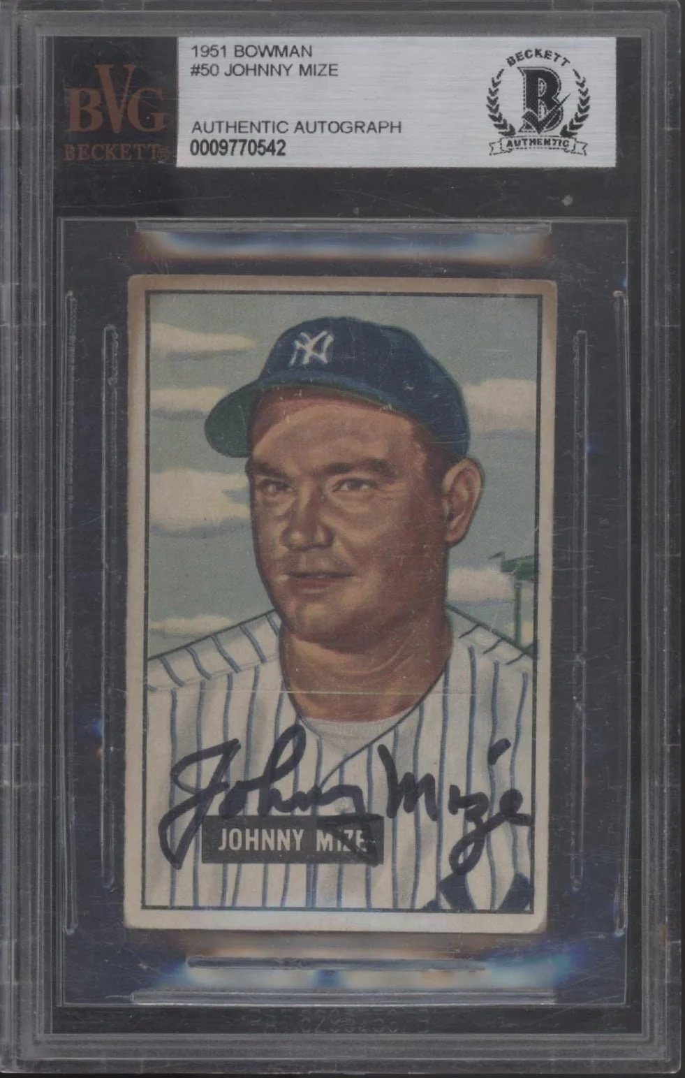 Johnny Mize 1951 Bowman #50 with Beckett Authentic Autograph