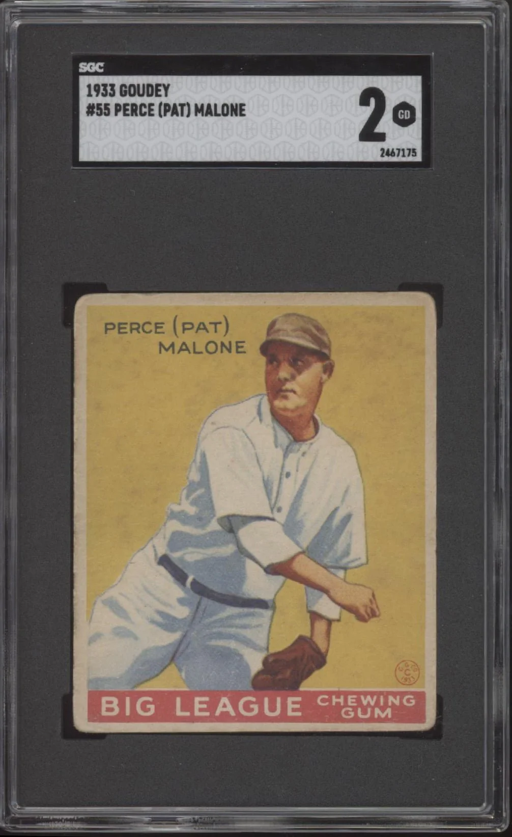 Perce Malone 1933 Goudey RC #55 SGC 2