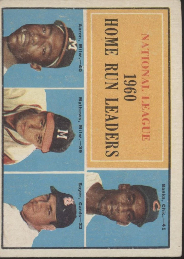Banks / Aaron / Mathews / Boyer 1961 Topps Home Run Leaders #43 VG-EX #1