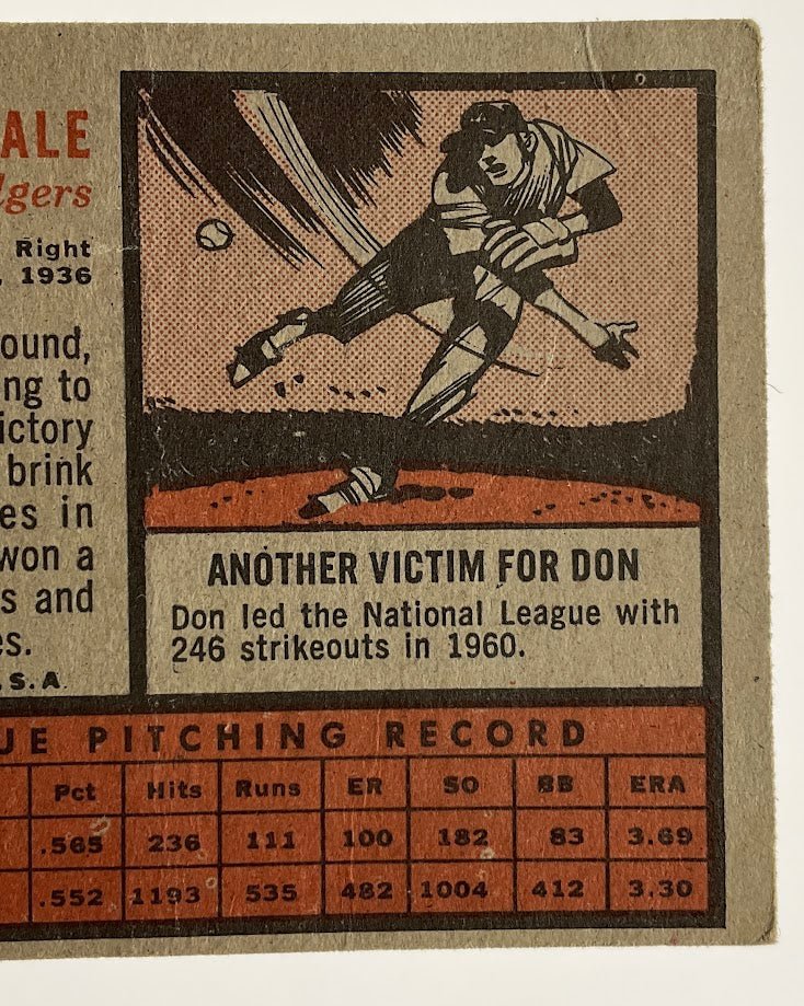 Don Drysdale 1962 Topps #340 Los Angeles Dodgers VG