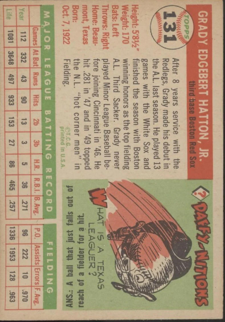 Grady Hatton 1955 Topps #131 Boston Red Sox VG