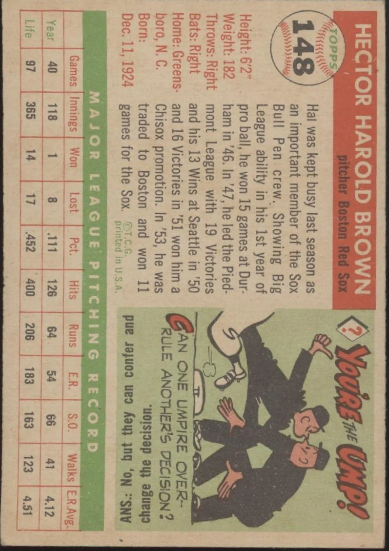 Hal Brown 1955 Topps #148 Boston Red Sox VG-EX #2