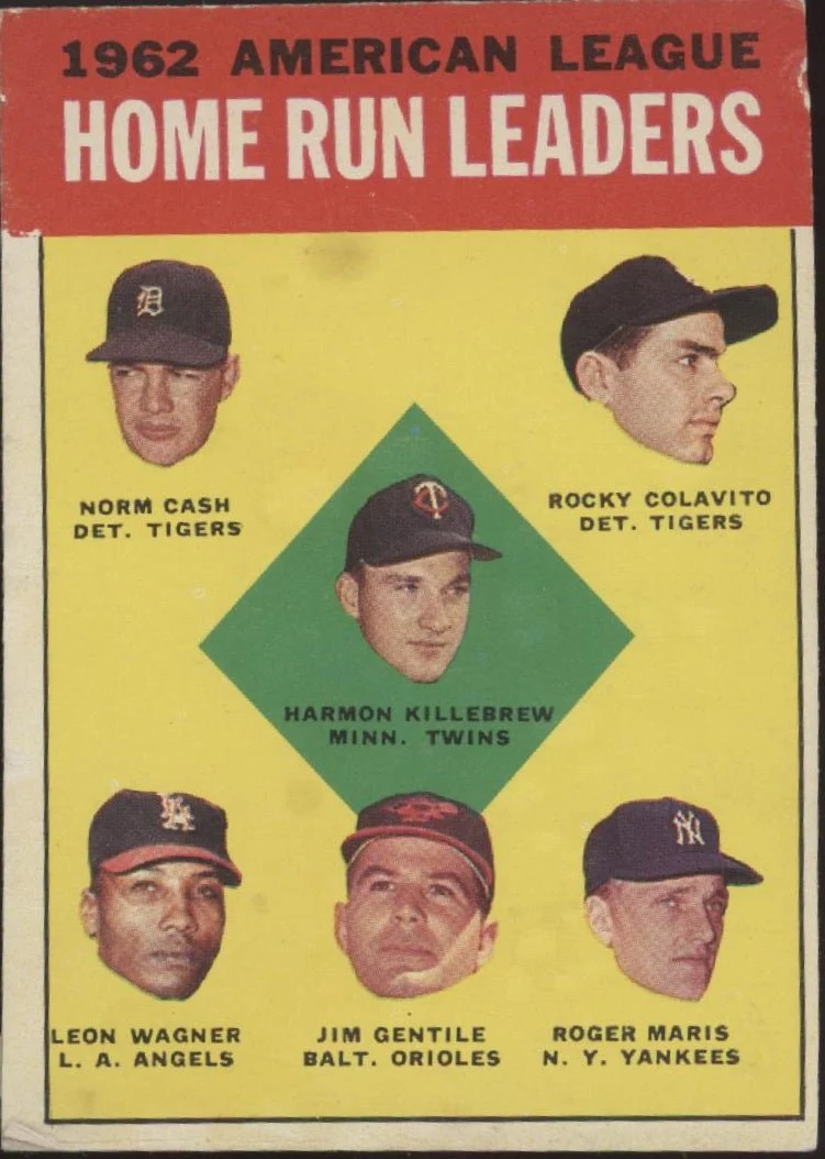 Cash Colavito Killebrew Wagner Gentile Maris 1963 Topps Home Run Leaders #4 VG
