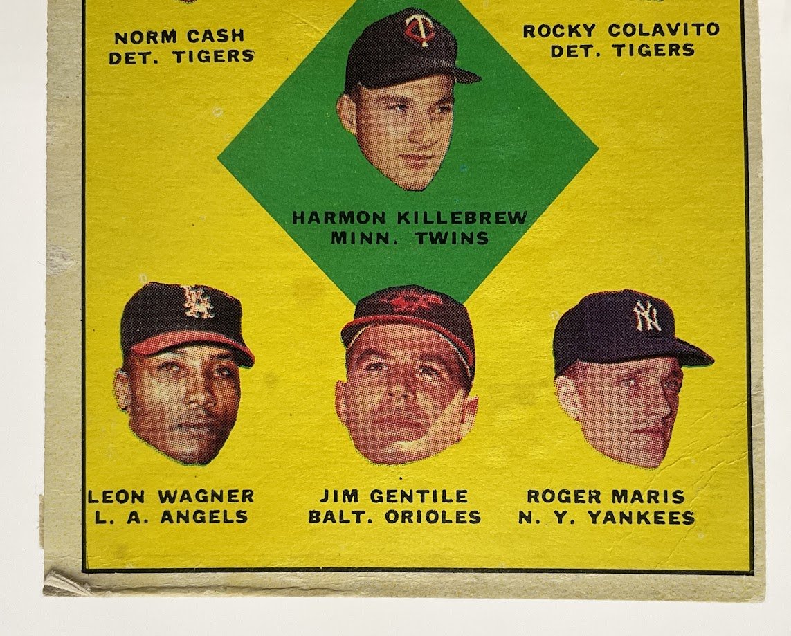 Cash Colavito Killebrew Wagner Gentile Maris 1963 Topps Home Run Leaders #4 VG