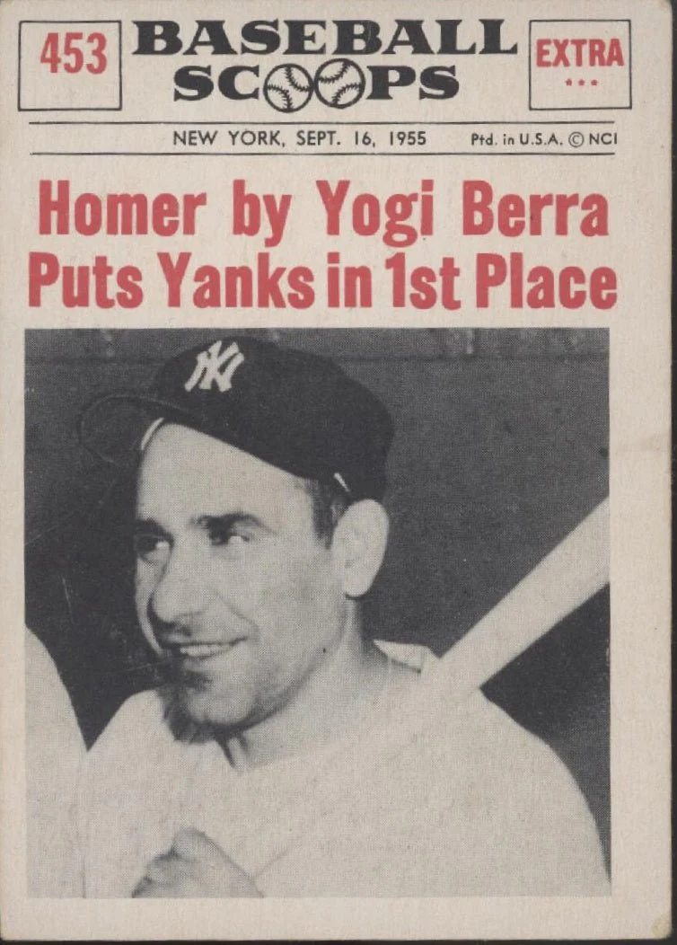 Homer by Yogi Berra Puts Yanks in 1st Place 1961 Nu-Cards #453 EX