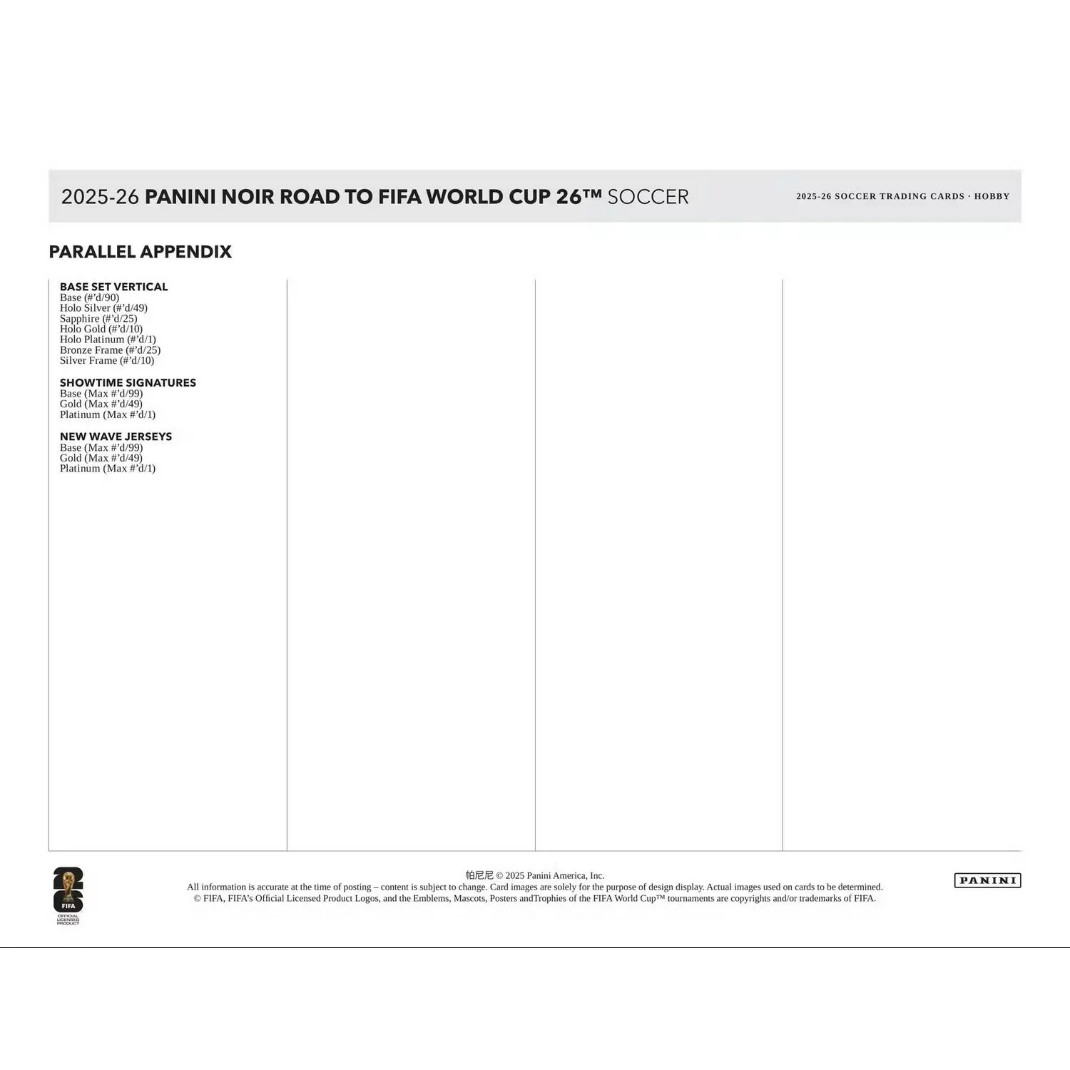 2025-26 Panini Noir Road to FIFA World Cup Soccer Hobby 3-Box Case