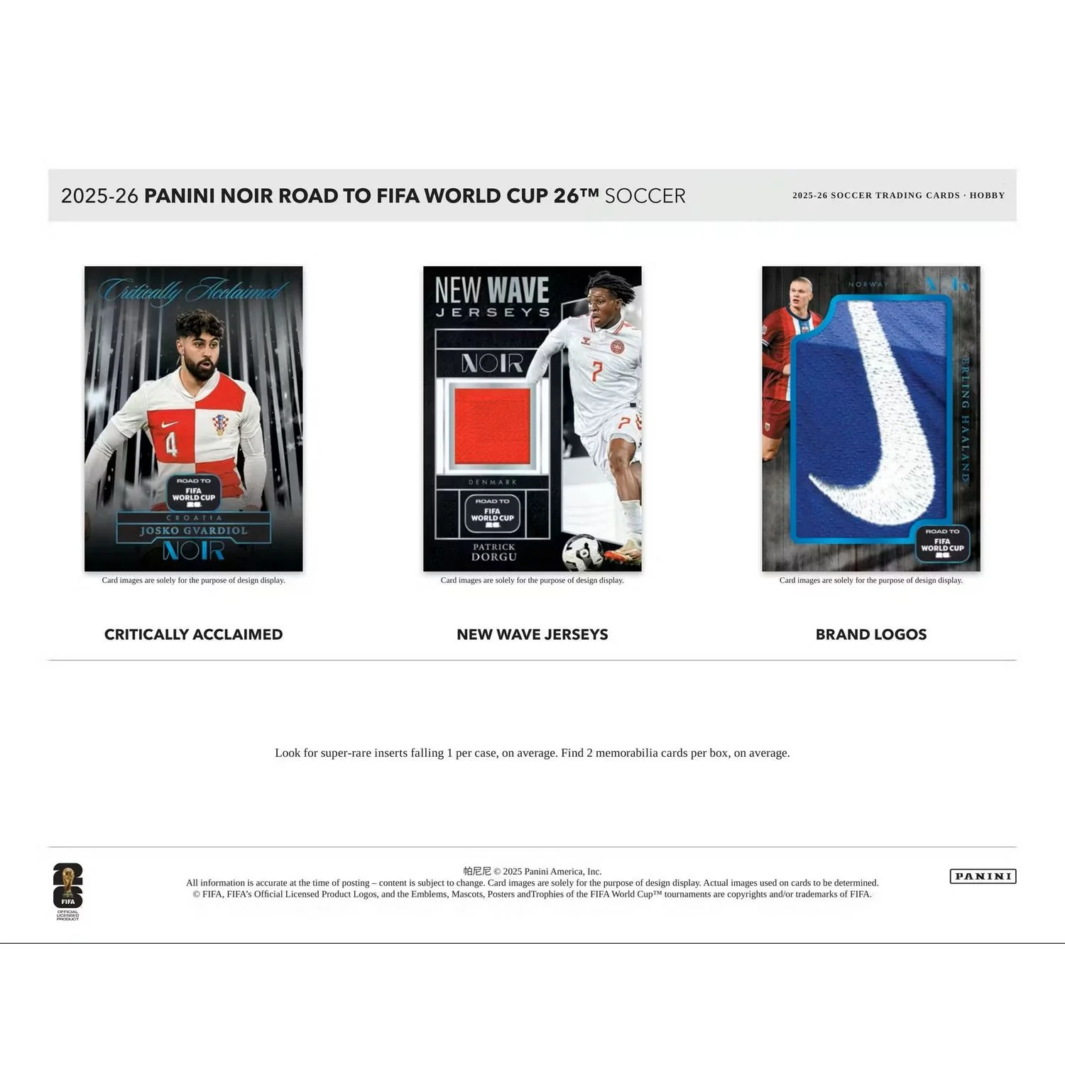 2025-26 Panini Noir Road to FIFA World Cup Soccer Hobby 3-Box Case