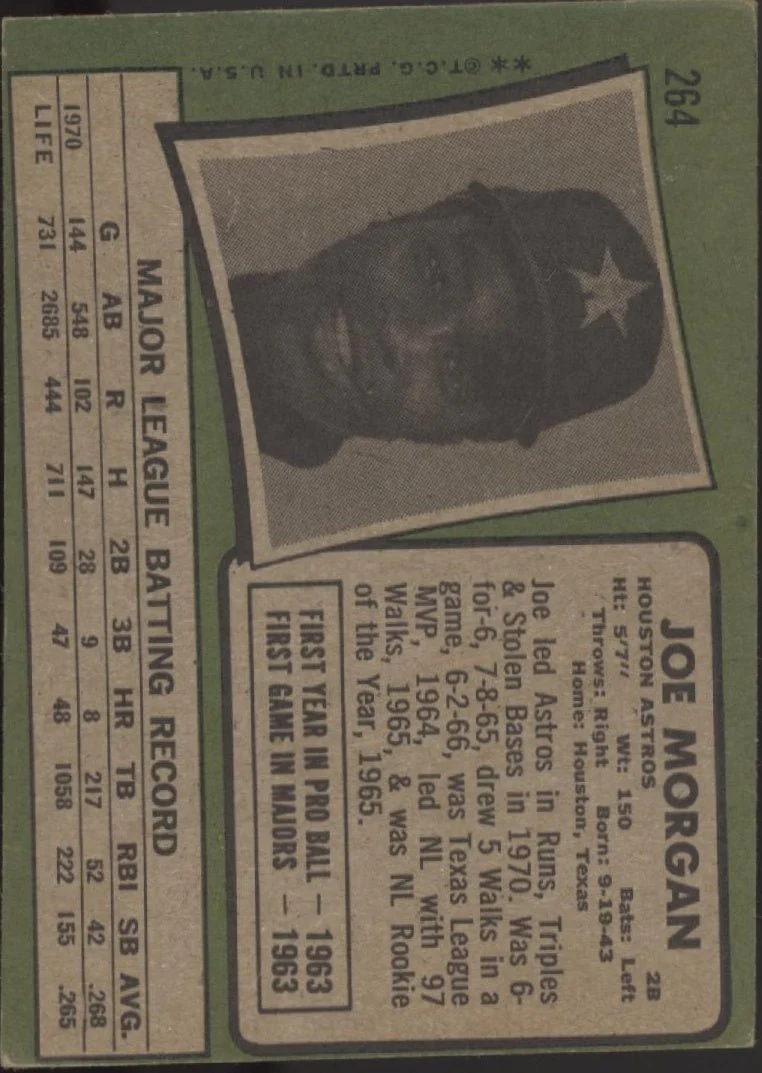 Joe Morgan 1971 Topps #264 Houston Astros VG