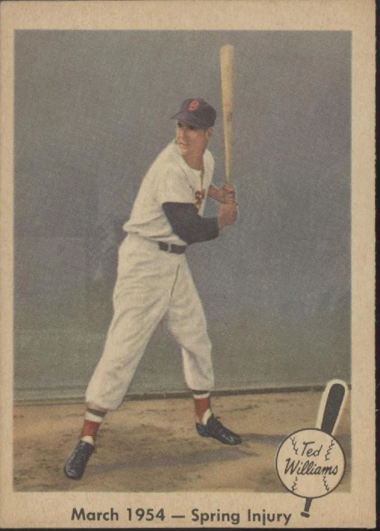 March 1954 - Spring Injury 1959 Fleer Ted Williams #50 Boston Red Sox VG-EX