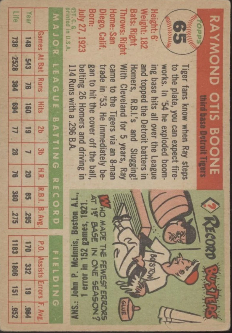 Ray Boone 1955 Topps #65 Detroit Tigers VG-EX