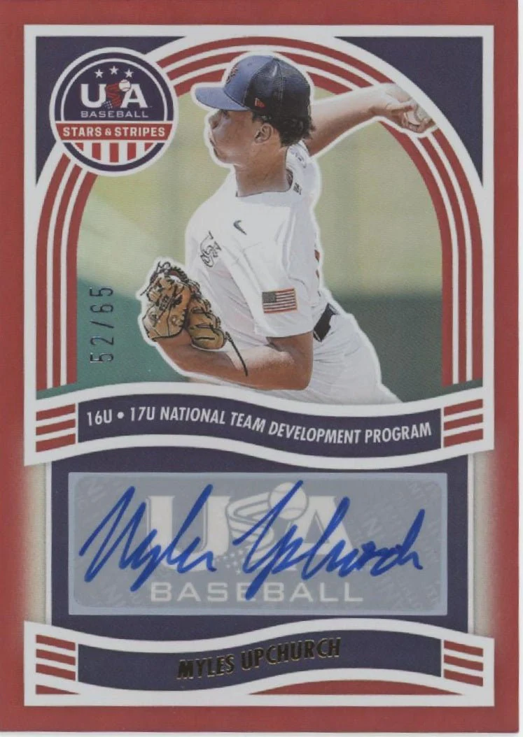 Myles Upchurch 2024 Panini Baseball Stars & Stripes Red Auto 52/65 #NTS-MU