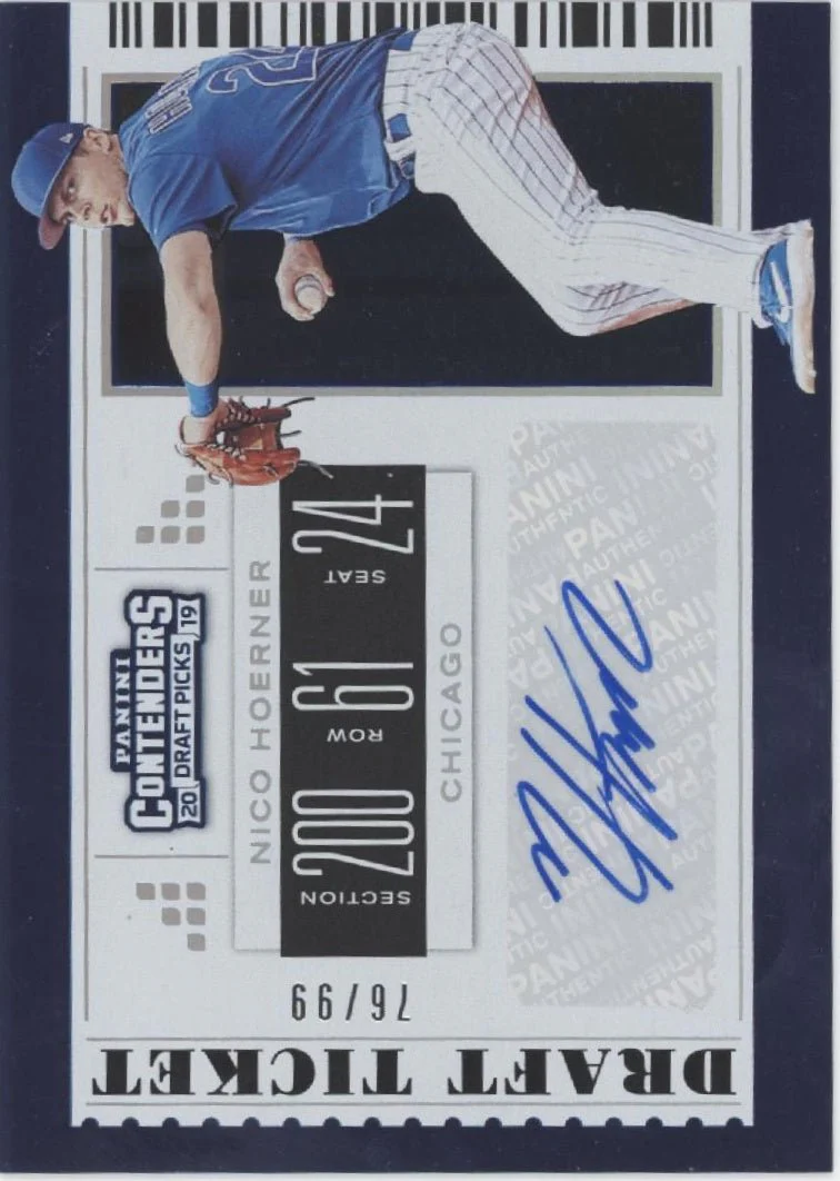 Nico Hoerner 2019 Panini Contenders Draft Picks Draft Ticket Blue Auto 76/99 #19