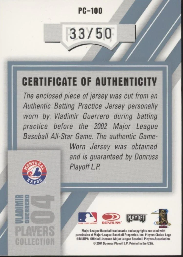 818-vladimir-guerrero-2004-playoff-prestige-players-collection-04-swatch-33-50-2.webp Vladimir Guerrero 2004 Playoff Prestige Players Collection 04 Swatch 33/50