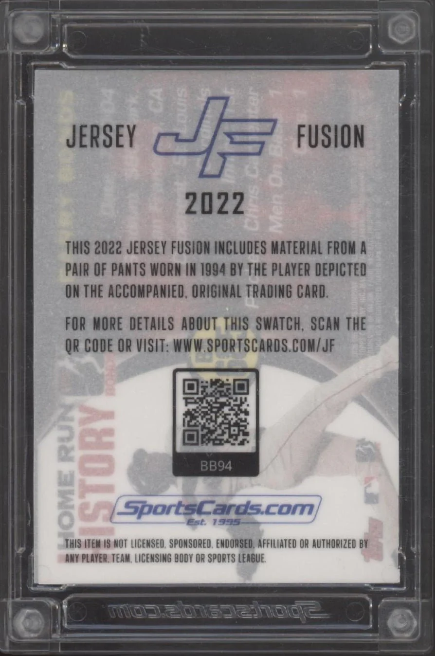 Barry Bonds 2022 Jersey Fusion Home Rune History Swatch