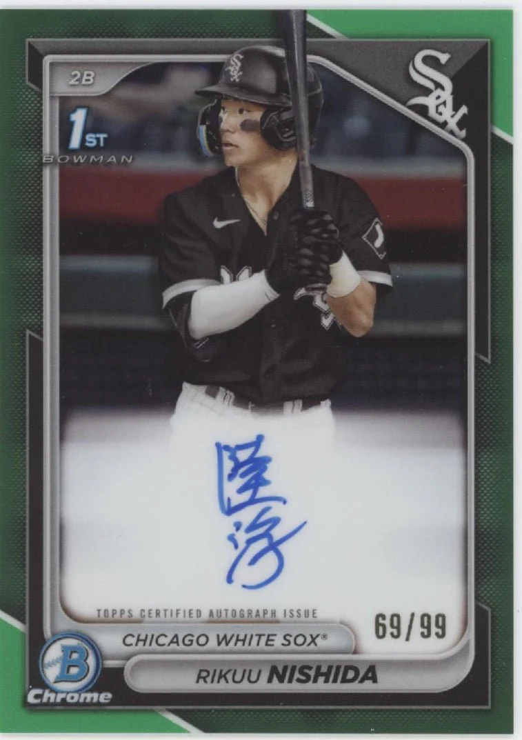 Rikuu Nishida 2024 Bowman Chrome Green Refractor Auto 69/99 #CPA-RN