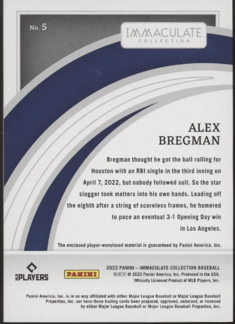 Alex Bregman 2022 Panini Immaculate Collection Red Swatch 17/25 #5