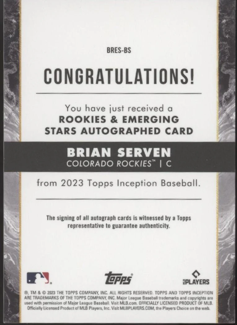 826-brian-serven-2023-topps-inception-rookies-emerging-stars-rc-auto-04-99-2.webp Brian Serven 2023 Topps Inception Rookies & Emerging Stars RC Auto 04/99