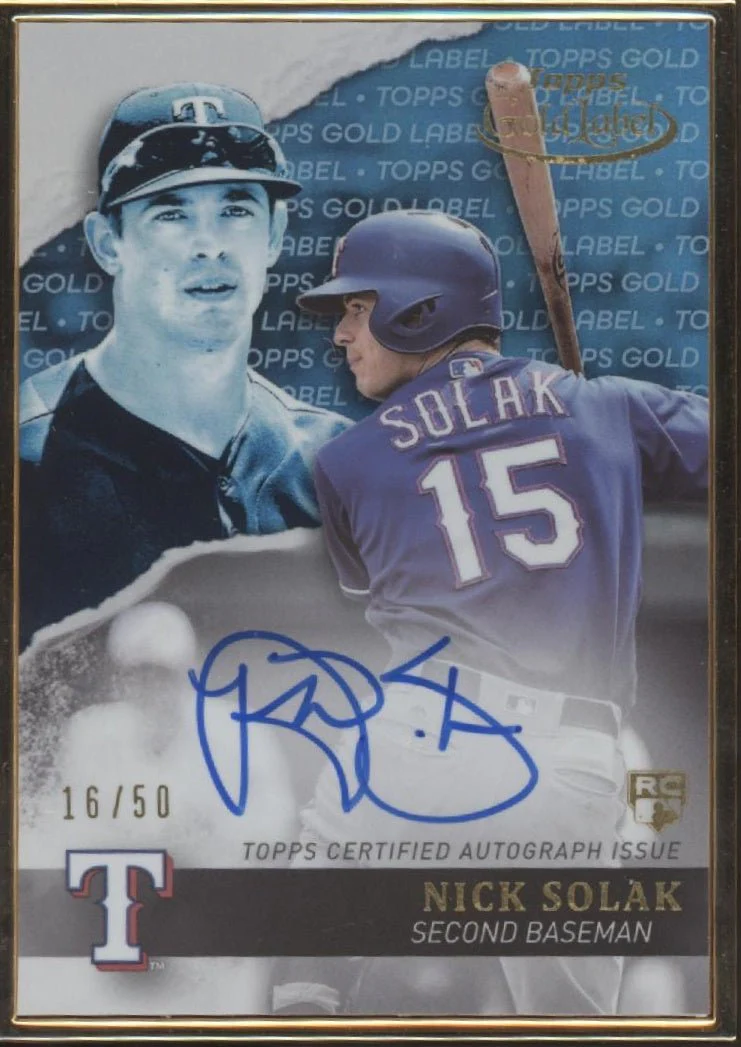 Nick Solak 2020 Topps Gold Label Framed RC Auto 16/50 #GLA-NS
