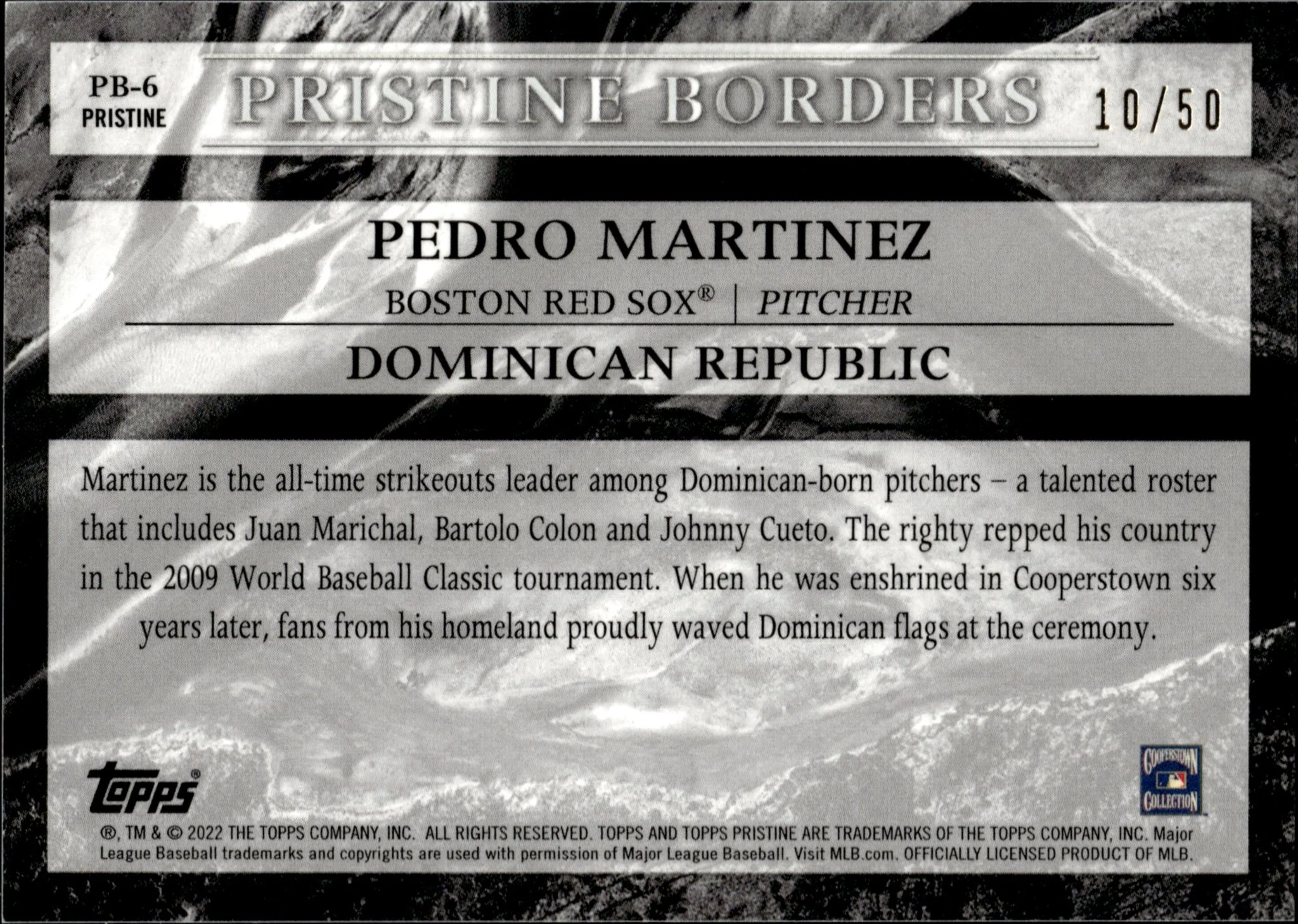 Pedro Martinez 2022 Topps Pristine Borders 10/50 #PB-6