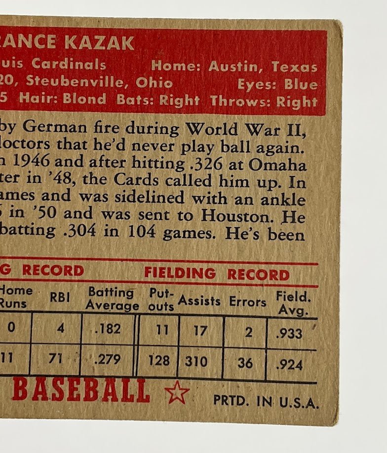 848-eddie-kazak-1952-topps-165-st-louis-cardinals-vg-6.jpg Eddie Kazak 1952 Topps #165 St Louis Cardinals VG