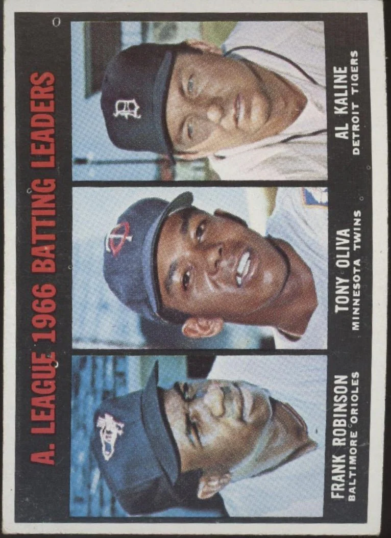 866-robinson-oliva-kaline-1967-topps-batting-leaders-239-vg-ex-1.webp Robinson / Oliva / Kaline 1967 Topps Batting Leaders #239 VG-EX