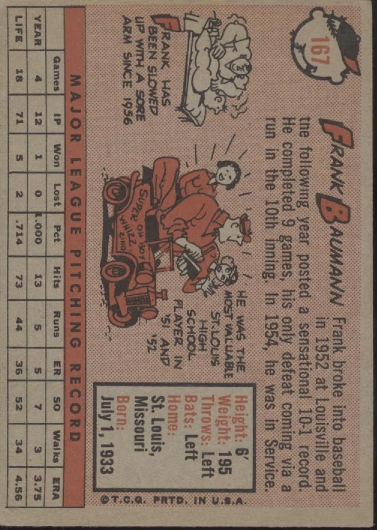 898-frank-baumann-1958-topps-rc-167-boston-red-sox-ex-2.webp Frank Baumann 1958 Topps RC #167 Boston Red Sox EX